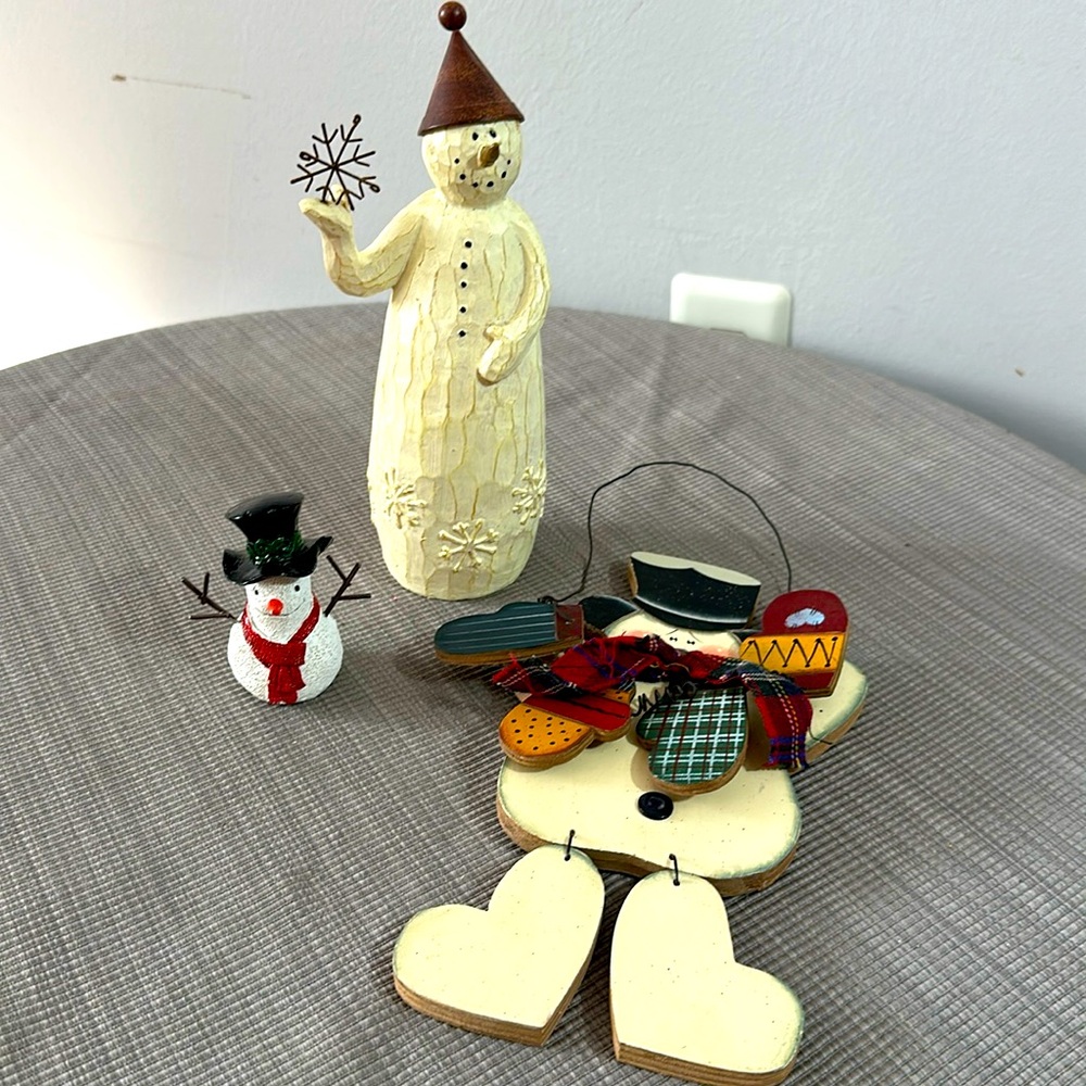 💚10 Set of 3 Snowman figurines